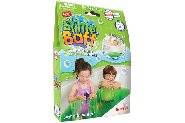 Zimpli Barn Slime Baff Grön, 1 bad eller 4 lekanvändningsområden, förvandlar magiskt vatten till tjockt, färgglatt slime, föd