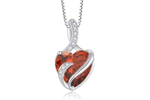 FJ Necklaces for Women 925 Sterling Silver Heart Birthstone Pendant Necklace Jewellery Gifts for Women Girls