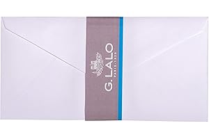 G. LALO Lalo 23000L - Un paquet de 20 enveloppes gommées doublées 11x22 cm 100g, Vélin de France, Blanc