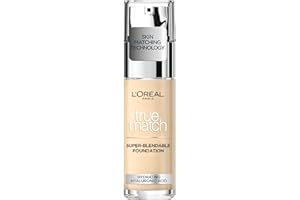 L'OREAL PARIS L'Oréal Paris Foundation for Face, Skincare Infused with Hyaluronic Acid, True Match Hydrating Liquid Foundation for All Skin Tones, SPF 16, 0,5N Porcelain, 30 ml