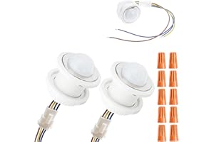 Youmile 2 pcs PIR Motion Sensor Light Switch Adjustable 110-240V Human Body Activated LED Sensor Smart Detection Time Delay Infrared Induction Detector with knob cap for LED Lamp