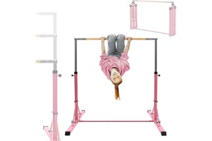 Hauki Gymnastikbar för Barn Hopfällbar och Höjdjusterbar 95,5–150 cm Trä/Stål Träningsstång Övningsstång Gymnastikredskap för Inomhus och Utomhus Hemträning Multifunktionell Barnträning Lekstation
