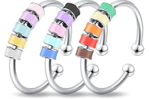GTYHH Anelli per Roller in 3 Pezzi, Anello per Fidget, Anello per Roller Multicolore, Anello per L'Ansia, Anello per Alleviare Lo Stress, Anello per Fidget per Ragazzi E Ragazze