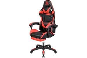 Krüger&Matz Fotel Gamingowy dla Gracza z Funkcją Masażu GX-150 Fotel z Wysuwanym Podnóżkiem Regulowane Podparcie Lędźwi Miękka Ekoskóra Gumowe Kółka Kolor Czarno-Czerwony KM0790-R