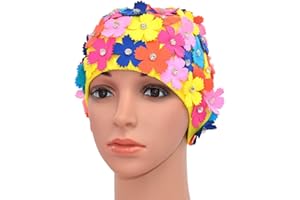 Medifier Handbuch Strass Floral Blütenblatt Retro Stil Schwimmen Gap Badekappen für Frauen
