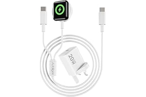AUTALLGEE Upgraded 2 in 1 Fast Charging Cable for iPhone 17 16 15 Charger,Travel Essentials for Apple Watch Charger USB C Cable Cord with 20W Wall Charger Block for iWatch Series Ultra/SE/10/9/8/7/6/5/4/3/2