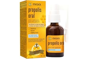 ‎MEDEX Medex Propolis Oral, propolis spray, Mund- und Rachenspray, wasserbasiert, OHNE Alkohol; mit Honig, Salbei, Niacin, Echinacea, Standardisierte Bioflavonoiden, mit Applikator, 30 ml
