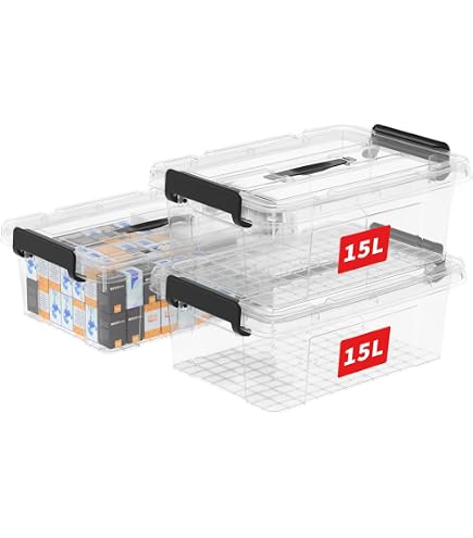 Boîte Rangement Helit Sunware 6L - Transparente - Avec Couvercle - 30x20x14cm - Organisation Maison