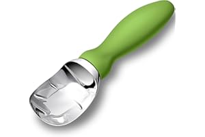 Rainspire Ice Cream Scoop Stainless Steel with Comfortable Handle, Ice Cream Scooper Heavy Duty, Ice Cream Spade Great for Spooning Frozen Hard Gelato and Sorbet, Cookie Dough, Melon, Green