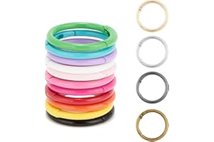 QIUTIMIY 15 Stück Rund Karabinerring O-Ring,Metall Runde Federspaltringe für Handtaschen, Schlüsselanhängern, Schnallen, Taschen, Geldbörsen(Multicolor,25mm)