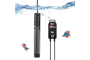 AQQA Aquarium Heizung, 300W/500W/800W/1000W/1200W Tauchheizung für Aquarien mit LED-Digitalanzeige & Übertemperaturschutz, für Salz- und Süßwasser Aquarium Fischbecken