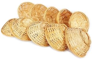 Lashuma Juego de 10 cestas de bambú, cestas decorativas trenzadas, cestas vacías redondas de 10 x 4 cm para regalar