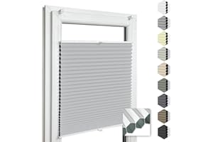 ‎HOME-VISION Home-Vision® Premium Doppelplissee Wabenplissee ohne Bohren mit Klemmfix (Weiß-Grau, B65cm x H200cm) Modern Klemmfix Blickdicht Plissee Sonnenschutz Hitzeschutz Jalousie für Fenster Thermo