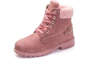 NEOKER Stivali da Neve Donna Inverno Pelliccia Stringate Stivaletti Scarpe Caviglia Caldo Stivali Calzature Ankle Boots Nero Cachi Grigio Rosa 36-43
