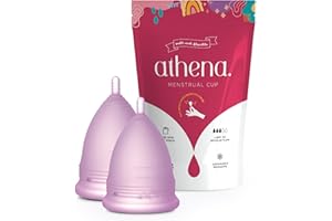 Menstrual Cups Set 2 Pack - (Large and Small) - Premium Reusable Period Cup Set for Regular and Heavy Flow - Insert Easier with Our Form Fit Rim - Transparent Purple Size 1 and 2 - by Athena Cup