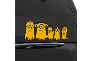 CrisPhy Adesivo Familia Minions a Bordo - Porta, Auto, Libri, Portatile ecc.