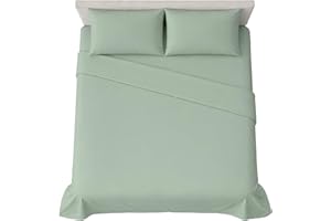 hermet 4-Piece Plain Double Bed Sheet Set, Fitted Sheet, Flat Sheet, 2 Pillowcases 50 x 80 cm, 30 cm Corner, Soft Microfibre, Oekotex Certified, No Iron