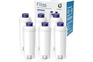 Fiitas DLSC002 Filtre Detartrant pour De longhi Machine à café Magnifica s Dinamica pour Adoucir l'eau et Réduire le Calcaire Compatibles avec ECAM, ESAM, ETAM Serie (6 Packs)