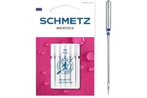 SCHMETZ | 5 Aghi per macchine da cucire | Microtex | 130/705 H-M | Spessore 80/12 | Adatto per tessuti particolarmente densi o fini