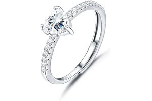 JeweBella Anello Cuore Argento 925 Donna Elegante Anello Cuore Regolabile Zirconia Cubica Amicizia Fidanzamento Matrimonio Anniversario Promessa Fedine