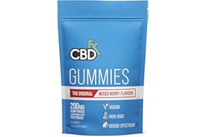 CBDfx 200mg CBD High Strength Mixed Berry Gummies 25mg CBD per Gummy (8 Gummies per Pouch) - CBD Vegan Gummies, Gluten Free, Non-GMO, All Natural & No THC