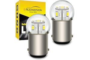Ruiandsion 2pcs Ampoule LED BA15D 12V 1130 1142 1176 Blanc 3014 12SMD Ampoules LED de remplacement pour feux arrières de voiture, remorque, marine, camping-car, bateau.