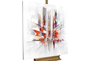 KunstLoft Leinwandbild | 100% HANDGEMALT | 80x80cm | Gemälde 'Realitätsverlust' | Abstrakt | Silber | Wandbild Wohnzimmer