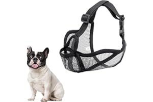 KIRZAX Französische Bulldogge Maulkorb, einstellbare Atmung Mesh,Maulkorb für Hunde mit abgeflachter,Maske für Hunde mit Kurzer,Anti Beißen Kauen Bellen(S,Schwarz)