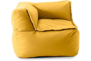 Lumaland Puf Lounge Modular Eckteil | Muebles lavables para interior y exterior | Sitz-Set Wasserfester Eckstuhl | fácilmente ampliable 81 x 81 x 70 cm [Mostaza amarillo]