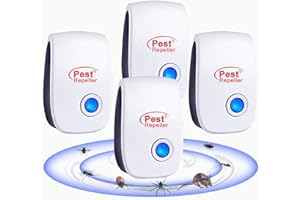 RUTIDA Repelente Ultrasónico de Plagas, 4 Pack Electrónico Repelente Mosquitos Control de Plagas, Repelente Ultrasónico Ratas para Anti Mosquitos, Moscas, Ratones, Cucarachas, Arañas, Roedores…