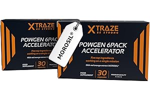 ‎XTRAZE Morosil, Grüner Tee, Cayennepfeffer, Vitamin C, Vitamin B6 und Schwarzer Pfeffer - 60 Kapseln für 60 Tage - PowGen 6pack Accelerator - XTRAZE