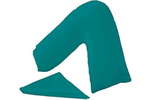 BuzzBuy Funda de almohada en forma de V, 100 % polialgodón, soporte de espalda y cuello, ortopédica para embarazo/lactancia, solo funda de almohada (verde azulado)