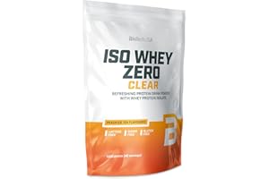 ‎BIOTECHUSA BioTechUSA Iso Whey Zero Clear napój w proszku, orzeźwiający, bez cukru, bez laktozy, bezglutenowy, 5 owocowych smaków, 88 kcal, 21 g białka, BCAA, 1000 g, Brzoskwiniowe ice tea