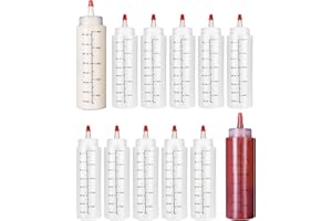 IDEAL SWAN 12 Biberones Cocina Biberon Salsas Botella Plastico con Tapa Squeeze Sauce Bottle Dispensador para Condimentos Botellas Salsas de Ketchup BBQ Salsa Picante Y Aceite De Oliva, Sin BPA (250ml)