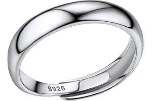 PROSILVER Real 925 Sterling Silver Adjustable Open Ring, 4MM/2MM Width Wedding Band Thumb Ring with Gift Box