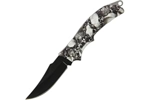 DNA Useful Skull Themed Sub 3" Non Locking EDC Folding Harpoon Clip Point Pocket Knife with Embossed Handle