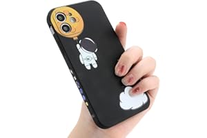 Yonds Queen Carcasa para iPhone 15 Plus, diseño de astronauta de dibujos animados espacio luna planeta elegante funda protectora de goma TPU resistente a los golpes (luna negra, iPhone 15 Plus)