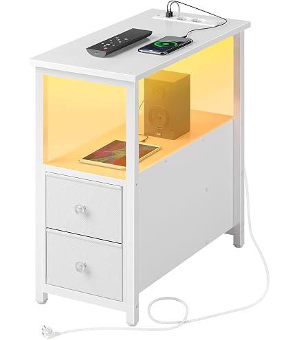 Nachttisch Schmal Mit Rollen – 45x25x70 Cm, 2 Offene Fächer & Schublade, Platzsparend Fürs Schlafzimmer
