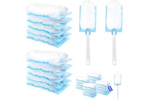WLICH Fluffy Dusters Magnet Refills, 20PCS Duster Removal Refill Kit with 2 Handle, Refill Dust for Cleaning, Disposable Blue Electrostatic Duster Heads for Home Office