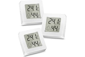MIIEPLS 3 Pcs Thermomètre Hygromètre Numérique,Mini Thermomètre Hygromètre Intérieur, Thermomètre d'intérieur Exterieur Mural Pour Maison Pour Maison, Bureau, Chambre Bébé, Couveuse Cave
