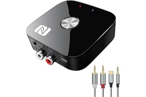 LOOCID BUY FROM HOME Receptor Bluetooth 5.3 HiFi, Receptor Bluetooth Jack 3.5 RCA, Adaptador Bluetooth Audio para Amplificador, Receiver Estéreo Casa Coche, Largo Alcance y Baja Latencia