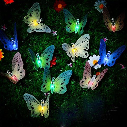 SHHE Battery Fairy String Lights 10 LED Fiber-Optic Magic Butterfly Decorative Lighting for Home Wedding Bedroom Garden(Colored)