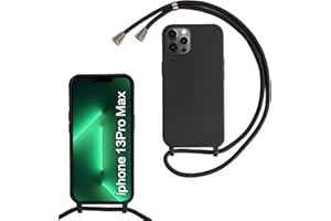 MBSLFY Silikon Handykette für iPhone 13 Pro Max Necklace Hülle mit Band, Verstellbarer Halskette Handyhülle, Handyhülle für zum Umhängen, Case mit Schnur, Schwarz