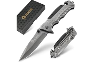 ‎NEDFOSS NedFoss FA46 Taschenmesser, Rettungsmesser mit Gurtschneider & Glasbrecher, Klappmesser mit Gürtelclip, Einhandmesser für Auto, Survival überlebensmesser für Unfallsituationen, Rescue messer