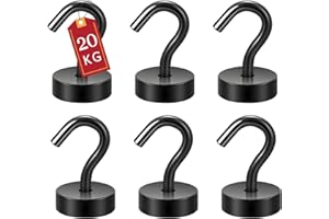 ATEWEITA Ganci Magnetic, Gancio Magnetico Extra Forti Neodimio Calamita con Gancio, Magnetic Hooks per frigorifero da cucina, soffitto, griglia, Piccoli (Nero, 25mm)