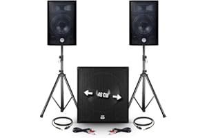 HAPPY WATCH Pack Sono 2400W - 2 Enceintes 30cm/12 + Caisson 46cm/18 + Pieds + Câbles BM Sonic 1812