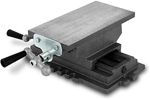 EBERTH Stół krzyżowy z żeliwa i stali, stół roboczy 120 x 230 mm, wysokość robocza 100 mm, 2-osiowe imadło do wiercenia i frezowania, stół współrzędny do wiertarki, frezarki i stołu warsztatowego