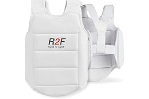 R2F RIGHT TO FIGHT R2F - Protezione del Torace, Guardia del Torace Corpetto Protettivo per Karate, Taekwondo, Allenamento, Arti Marziali, MMA Boxe Corpetti Kickboxing Guardia Corpo