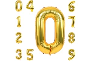 KOYIGO Gold 0 Balloons,40 Inch Numbers 0-9 Foil Balloons Birthday Party Decorations,Anniversary