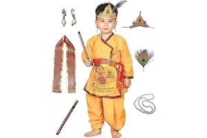 TJ Creations Fancy Dresses Krishna Costume for Kids Krishna Dress for Janmashtami/Bal Krishna Fancy Dress Costume for Boys/Girls